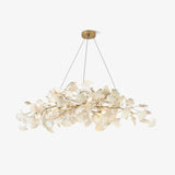 Sorin Modern Gold Chandelier, Ginkgo Leaf LED, Dimmable, White Leaves, Dining Room