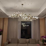 Kaori Leaf Chandelier, Ginkgo Leaf Design, 7 Sizes, Gold, Nickel, Black or White Finish