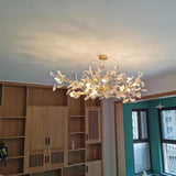 Kaori Leaf Chandelier, Ginkgo Leaf Design, 7 Sizes, Gold, Nickel, Black or White Finish