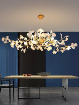 Kaori Leaf Chandelier, Ginkgo Leaf Design, 7 Sizes, Gold, Nickel, Black or White Finish