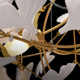 Kaori Leaf Chandelier, Ginkgo Leaf Design, 7 Sizes, Gold, Nickel, Black or White Finish