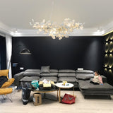 Kaori Leaf Chandelier, Ginkgo Leaf Design, 7 Sizes, Gold, Nickel, Black or White Finish