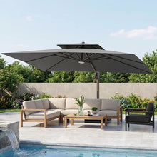 9x12 ft Windproof Cantilever Parasol with Water Tank Base, 360° Rotation, Outdoor Pool