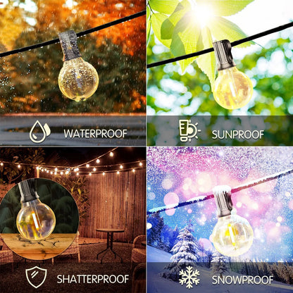 Solar G40 String Lights – 100 Ft Waterproof Outdoor Patio & Garden Lights