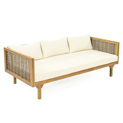 Claremont 3-Seater Acacia Wood Outdoor Daybed with Side Table, Modern Garden Set