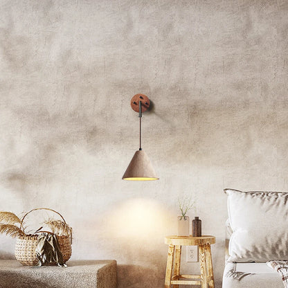 Travertine Stone Wall Sconce, Midcentury Wabi-Sabi, Natural Stone, Warm LED
