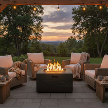 Modern Square Propane Gas Fire Pit Table, 24" MgO, 40,000 BTU, Adjustable Flame, Outdoor