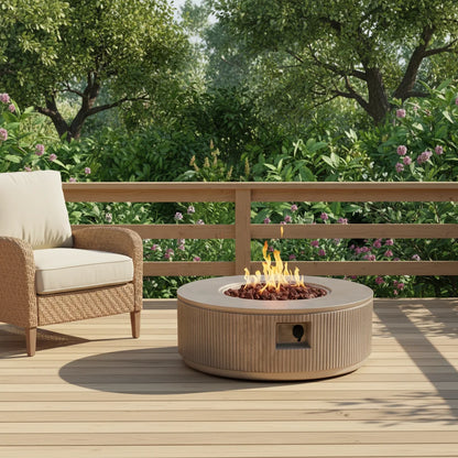 Round Propane Fire Pit Bowl – 50,000 BTU Gas Fire Pit with Glass Beads