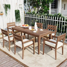 7-Piece Acacia Wood Outdoor Dining Set with Foldable Chairs, Portable, 6 Chairs & Table