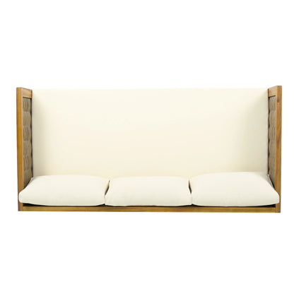 Claremont 3-Seater Acacia Wood Outdoor Daybed with Side Table, Modern Garden Set