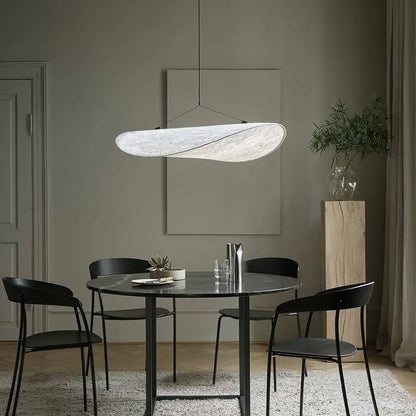 Kinu Silk Fabric Pendant Chandelier, Wabi-Sabi Design, Warm Ambient Glow