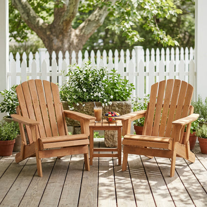 Oversized Folding Wood Garden Chair – Light Brown Outdoor Accent Chair