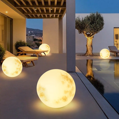 Tsukimi Solar Decorative Garden Light, Moon Orb Design, Waterproof Resin, Lawn & Landscape