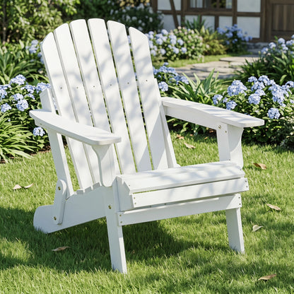 Oversized Folding Wood Garden Chair – White Washed Outdoor Accent Chair