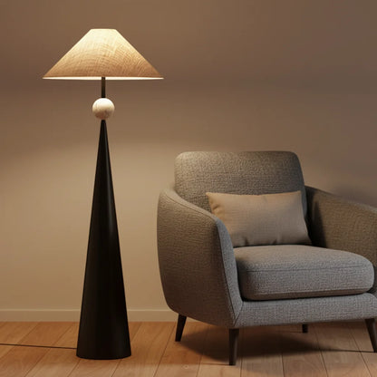 Adjustable height mechanism detail on floor lamp