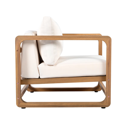 Acacia Wood Outdoor Lounge Chair – Oversized Patio Chair with Cushion