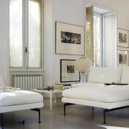 Metal frame base detail on ball floor lamp