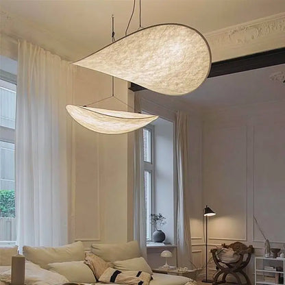 Kinu Silk Fabric Pendant Chandelier, Wabi-Sabi Design, Warm Ambient Glow