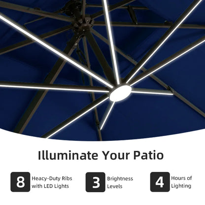 9x12 ft Cantilever Patio Umbrella, 360° Rotation, Crank Lift, UV-Resistant, Aluminum