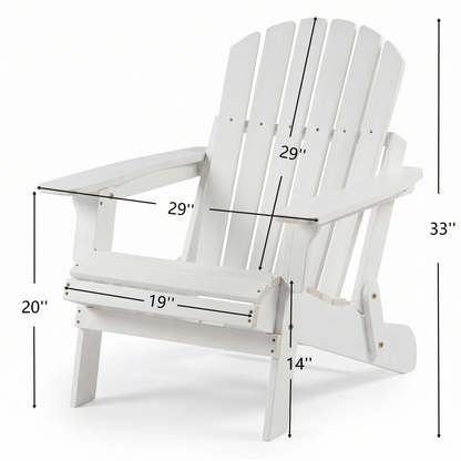 Oversized Folding Wood Garden Chair – White Washed Outdoor Accent Chair