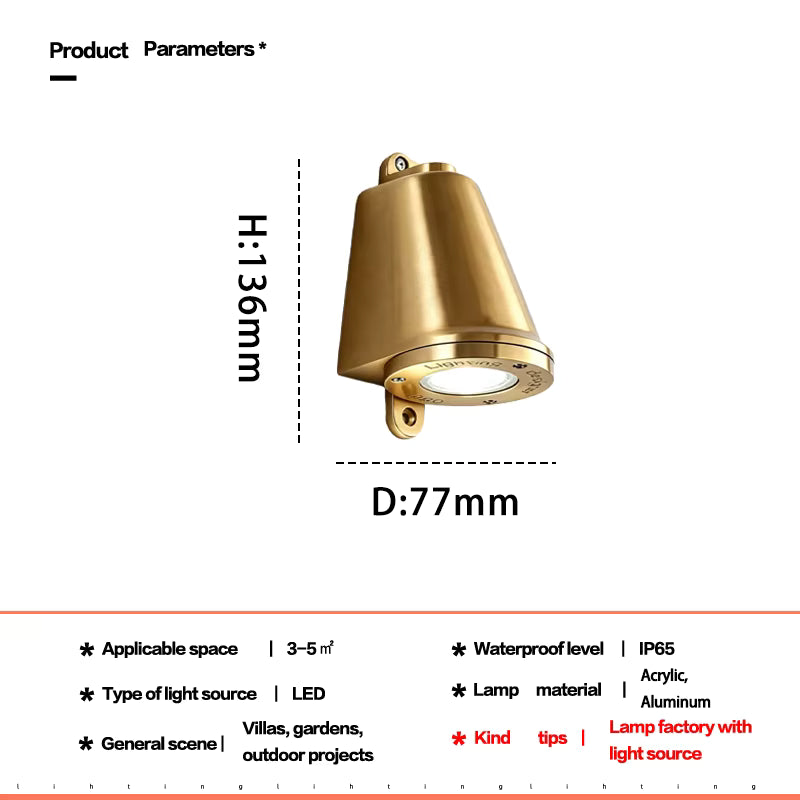 Bruk Industrial Outdoor Wall Light, Aluminum Sconce, IP65 Waterproof, Door & Porch Light