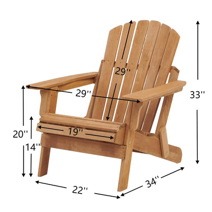 Oversized Folding Wood Garden Chair – Light Brown Outdoor Accent Chair