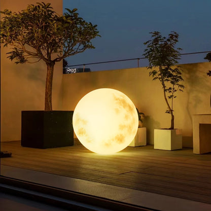 Tsukimi Solar Decorative Garden Light, Moon Orb Design, Waterproof Resin, Lawn & Landscape