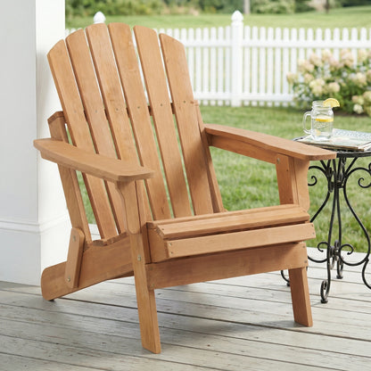 Oversized Folding Wood Garden Chair – Light Brown Outdoor Accent Chair