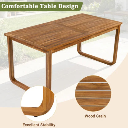 7-Piece Modern Acacia Wood Outdoor Dining Set with Cushions, 6 Chairs & Large Table