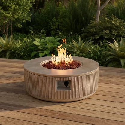 Round Propane Fire Pit Bowl – 50,000 BTU Gas Fire Pit with Glass Beads