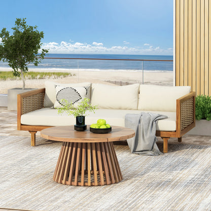 Claremont 3-Seater Acacia Wood Outdoor Daybed with Side Table, Modern Garden Set