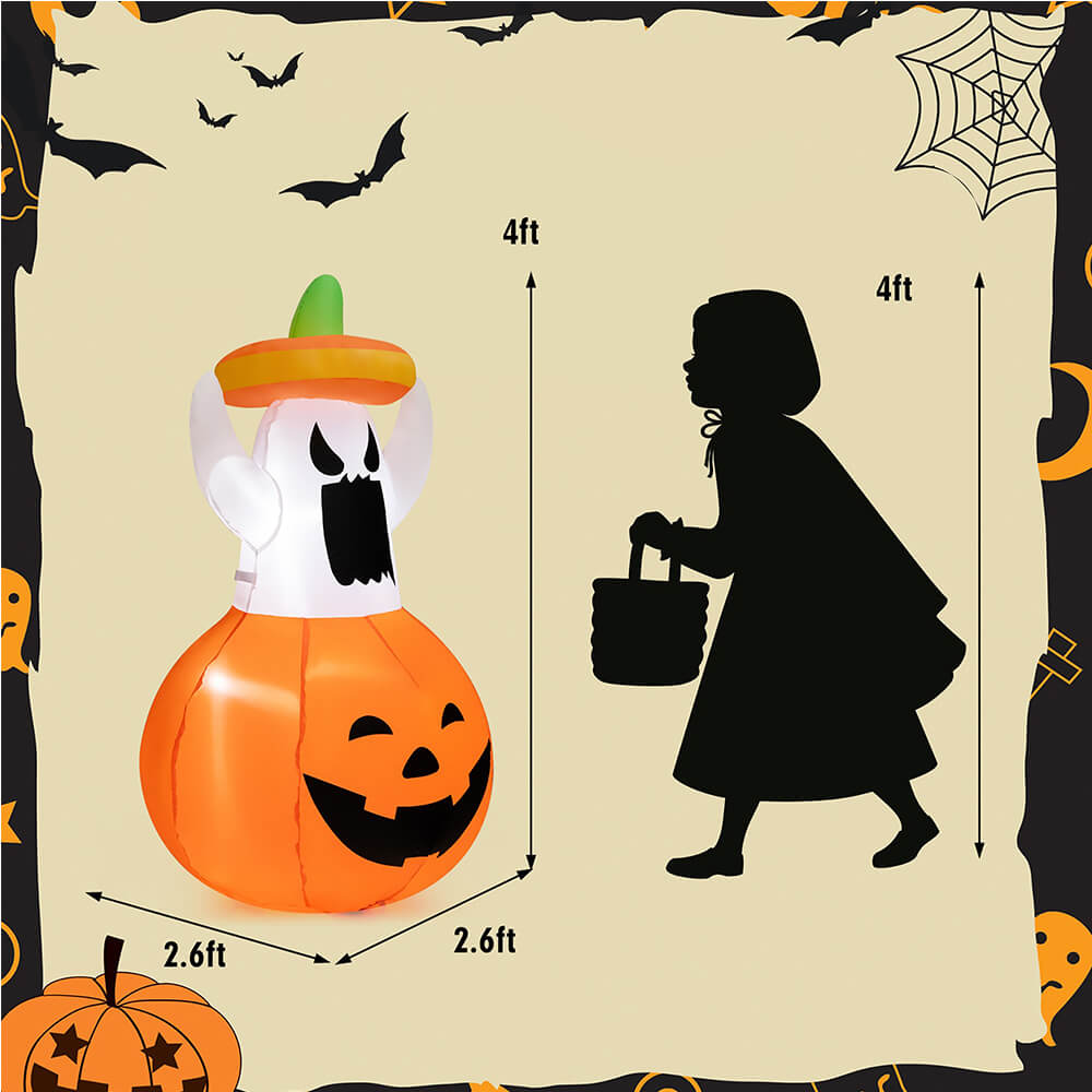 Animated LED ghost and pumpkin Halloween inflatable, further product view
