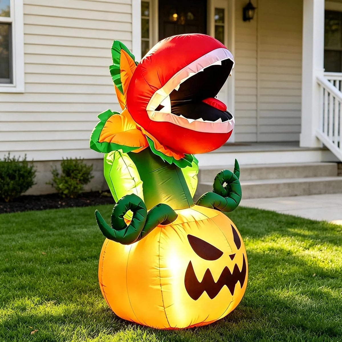 Lighted carnivorous plant and pumpkin Halloween inflatable, additional product view