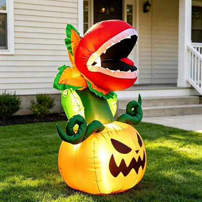 Lighted carnivorous plant and pumpkin Halloween inflatable, additional product view