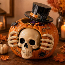 Skull and pumpkin Halloween candy jar with removable lid