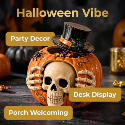 Skull and pumpkin candy jar available in small and large sizes