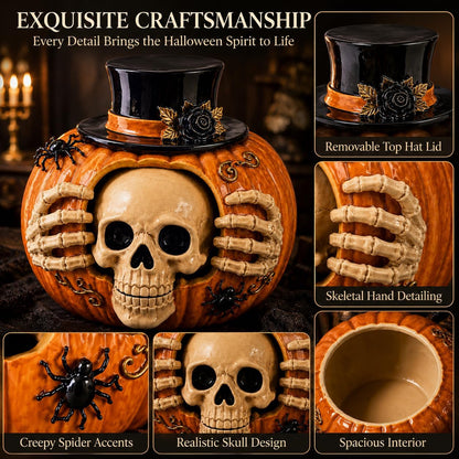 Sculptural Halloween candy jar for a seasonal table