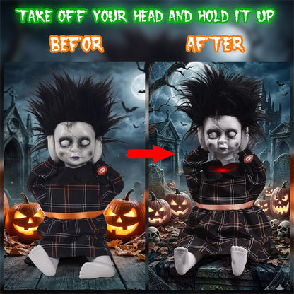 Yellow-clothing variant of animated head-lifting horror doll