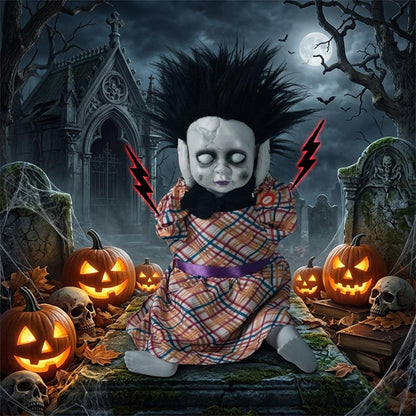 Halloween horror doll prop with light effect activated