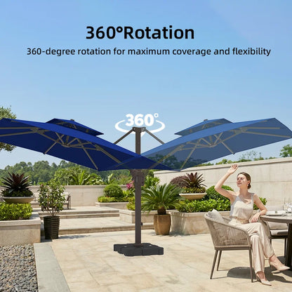 9x12 ft Cantilever Patio Umbrella, 360° Rotation, Crank Lift, UV-Resistant, Aluminum