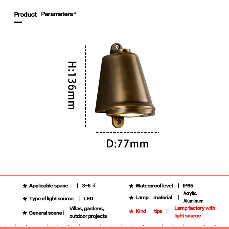 Bruk Industrial Outdoor Wall Light, Aluminum Sconce, IP65 Waterproof, Door & Porch Light