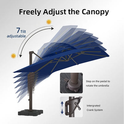 9x12 ft Cantilever Patio Umbrella, 360° Rotation, Crank Lift, UV-Resistant, Aluminum