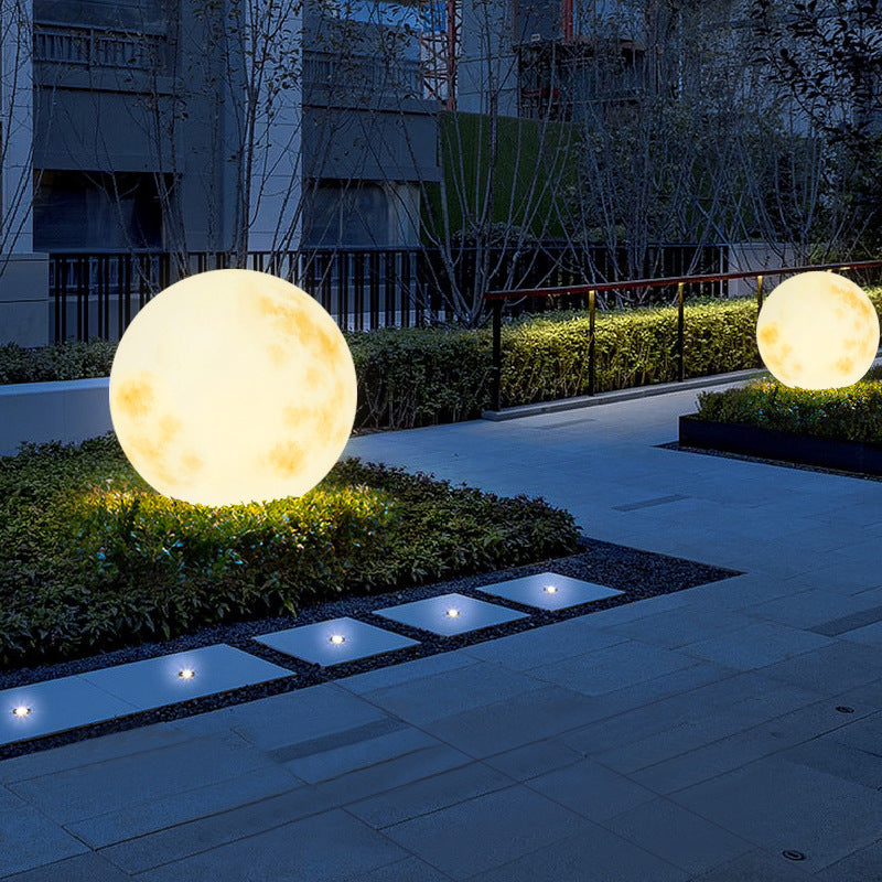 Tsukimi Solar Decorative Garden Light, Moon Orb Design, Waterproof Resin, Lawn & Landscape