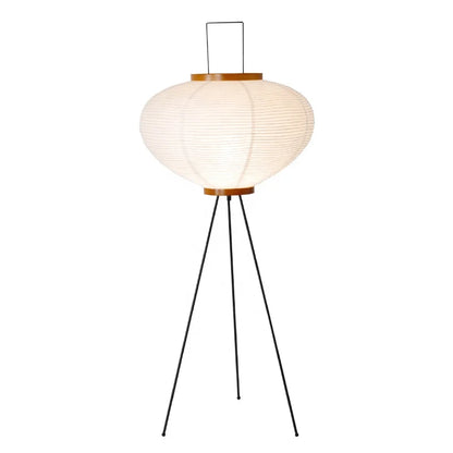 Rice Paper Floor Lamp with Iron Frame, Japanese Wabi-Sabi Style