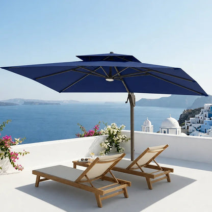 9x12 ft Cantilever Patio Umbrella, 360° Rotation, Crank Lift, UV-Resistant, Aluminum