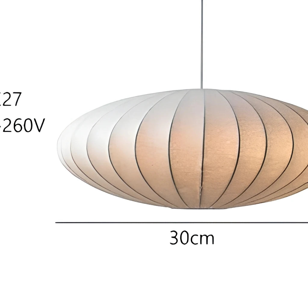 Kage Pumpkin Shade Pendant Light, Wabi-Sabi Iron & Fabric, Adjustable Height