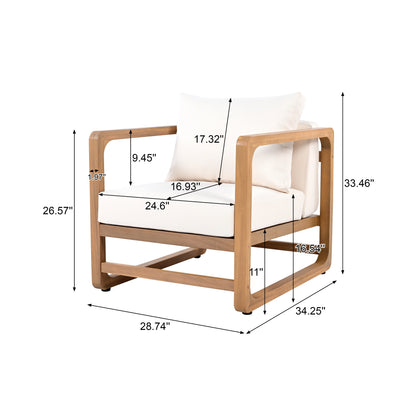 Acacia Wood Outdoor Lounge Chair – Oversized Patio Chair with Cushion