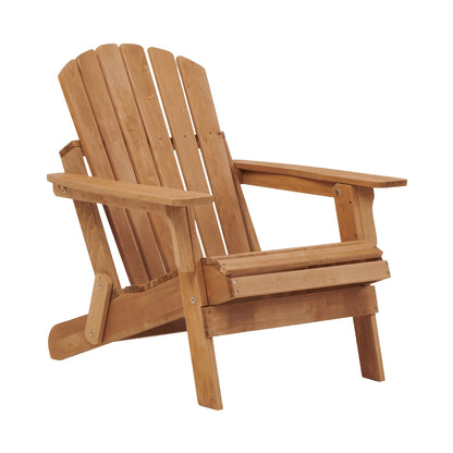Oversized Folding Wood Garden Chair – Light Brown Outdoor Accent Chair
