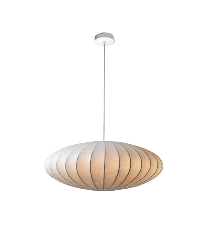 Kage Pumpkin Shade Pendant Light, Wabi-Sabi Iron & Fabric, Adjustable Height