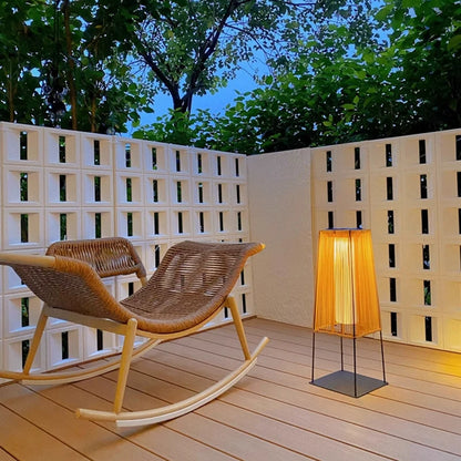 Wren Outdoor Woven Garden Floor Lamp, Stainless Steel, LED, Remote Control